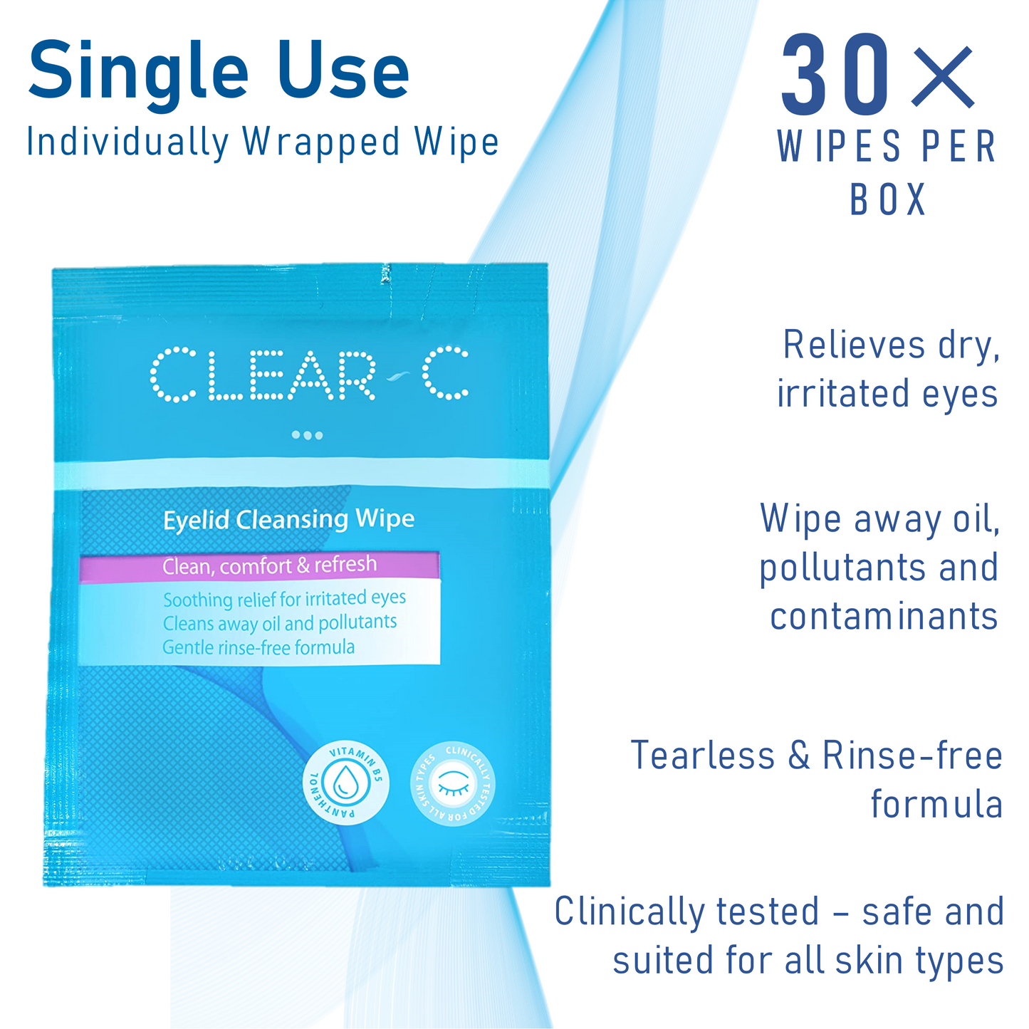 Premium No Rinse Eyelid Wipes Single Box