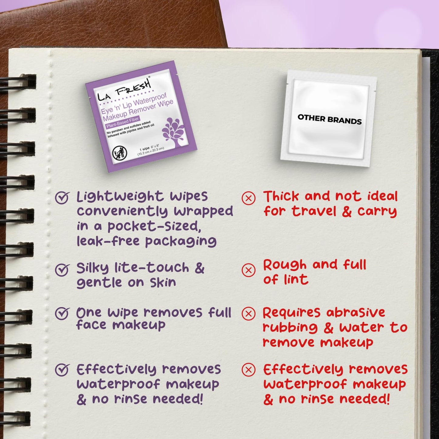 LA Fresh daily makeup remover wipes bulk hotel amenity case