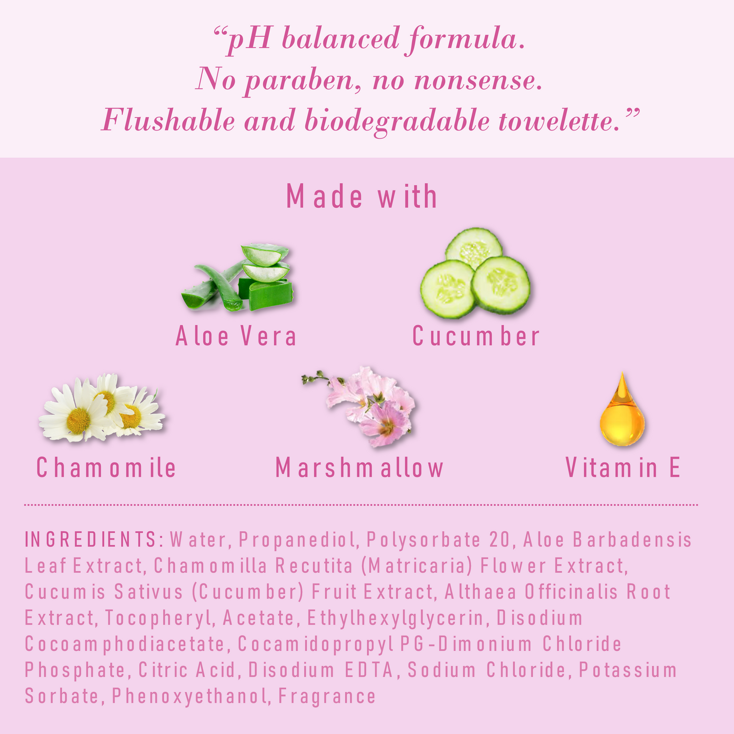 Natural Feminine Hygiene Wipes Gentle Paraben-Free Formula
