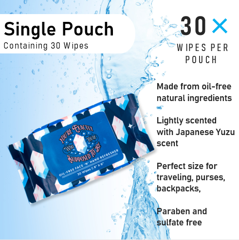 Natural Oil-Free Face 'N' Hand Refresher Wipe Pouch