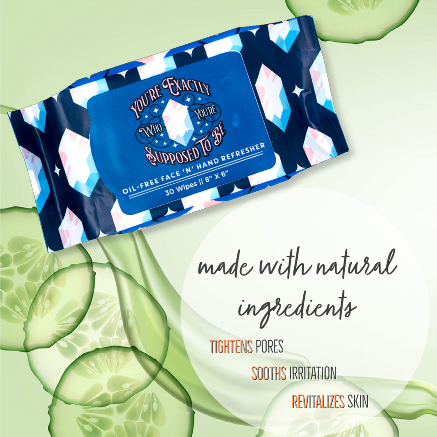 Natural Oil-Free Face 'N' Hand Refresher Wipe Pouch