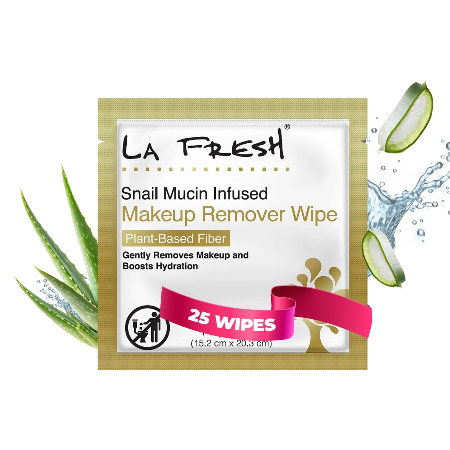 LA Fresh Snail Mucin Facial Cleansing and Makeup Remover Wipes — 25-count pack front view 