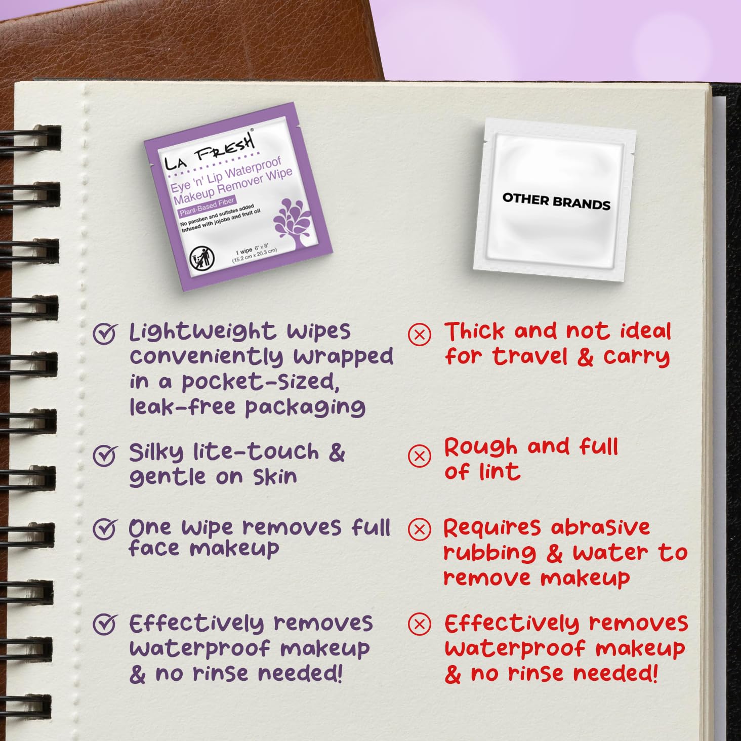 LA Fresh daily makeup remover wipes bulk hotel amenity case 