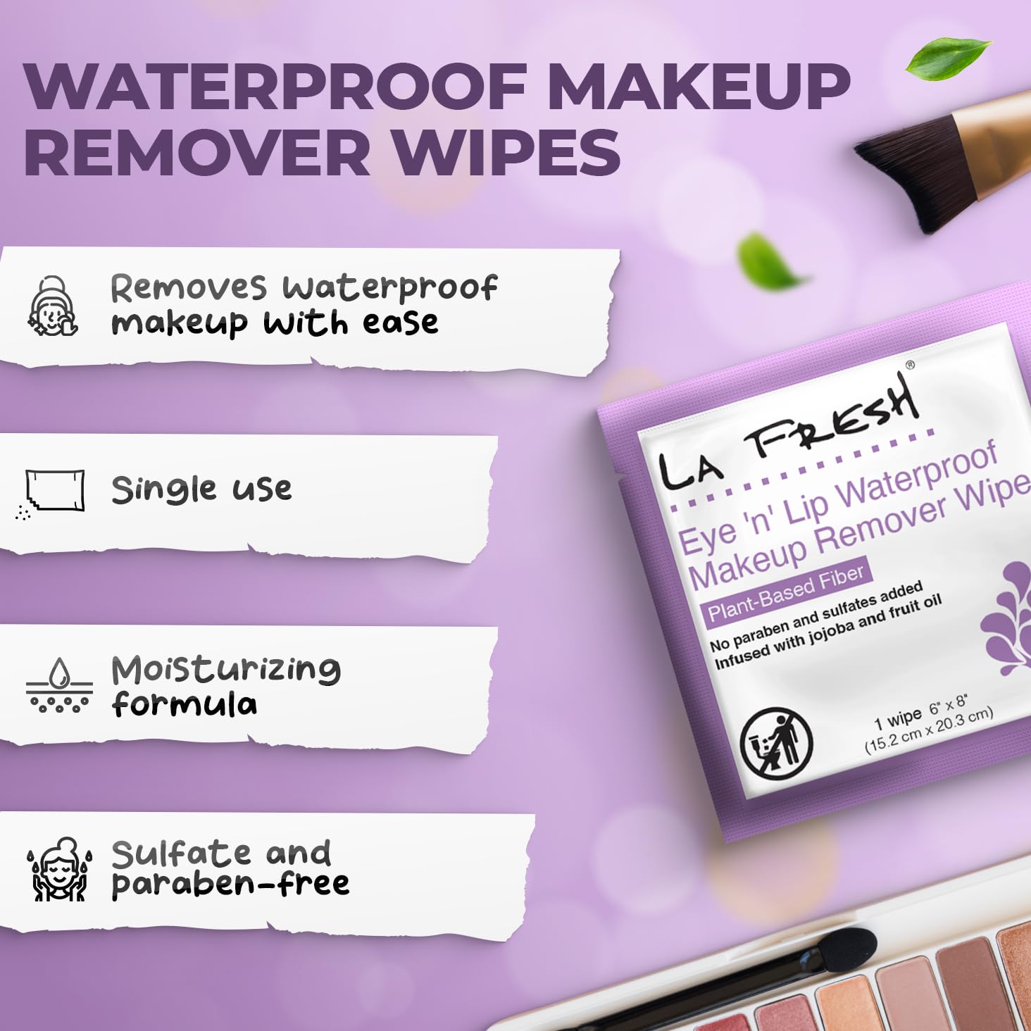 LA Fresh daily makeup wipe being used to remove foundation — before and after 