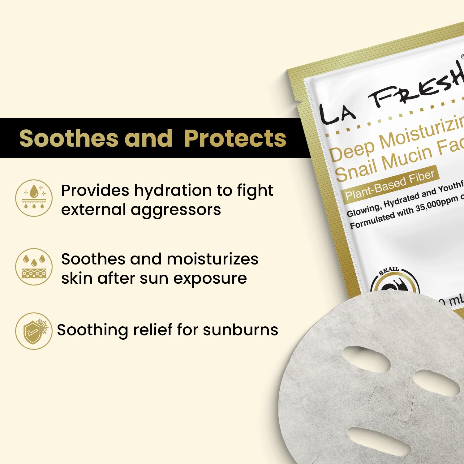 Snail Mucin Face Mask - Deep Moisturizing Sheet Mask with Aloe