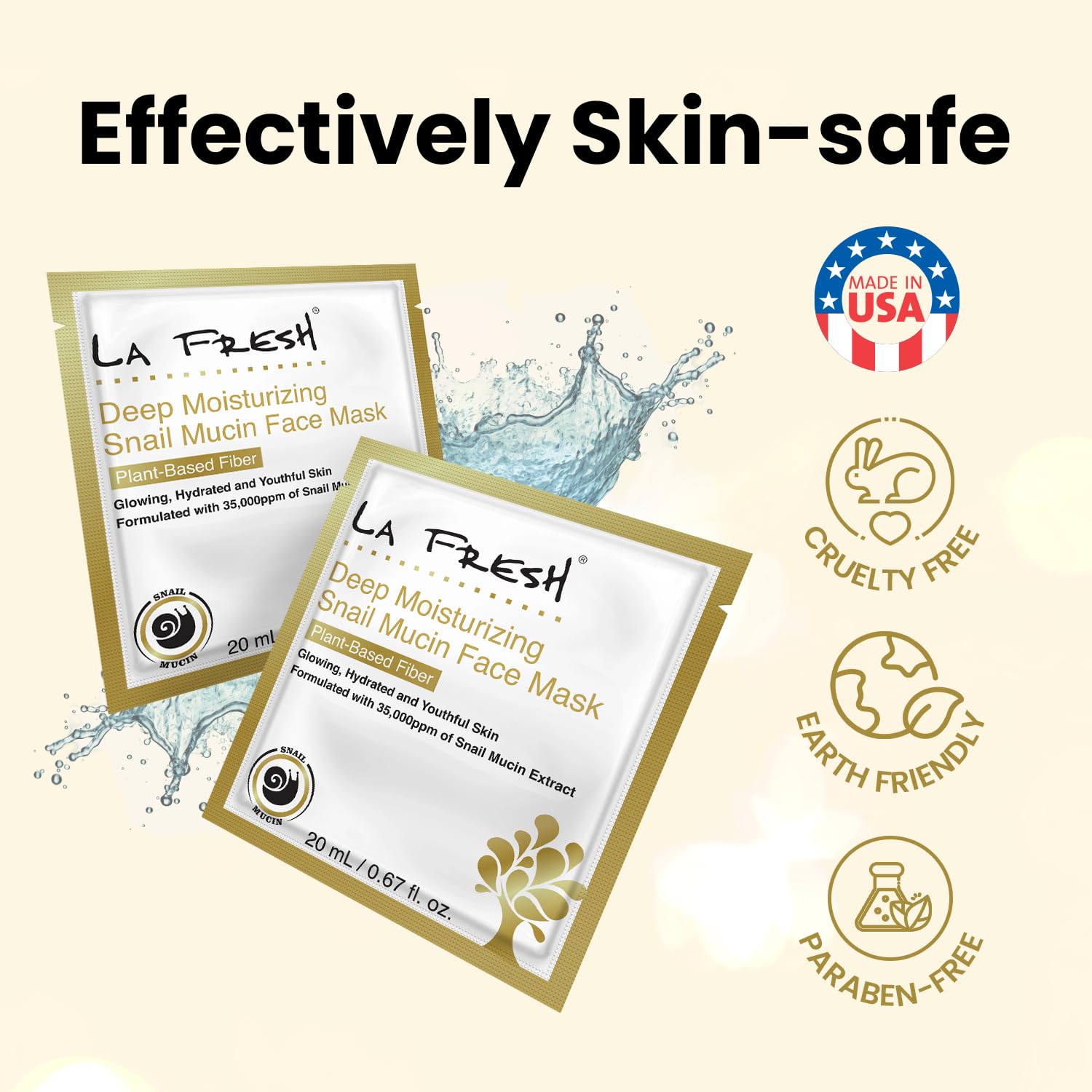 La Fresh Deep Moisturizing Snail Mucin Face Mask packaging with a sample mask on a white background