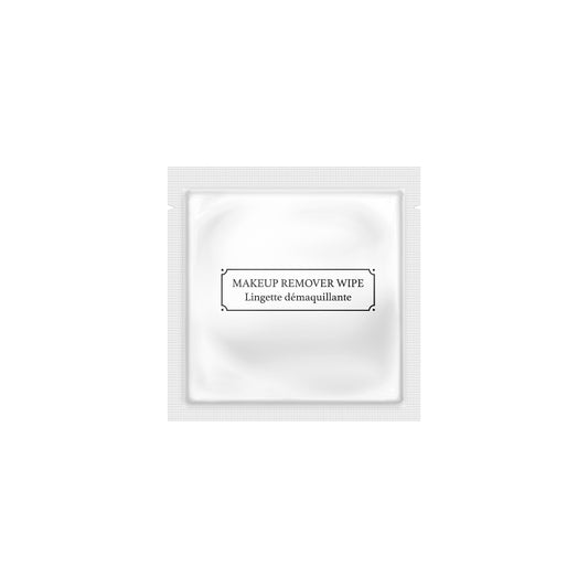 Makeup remover wipe packaging on a white background