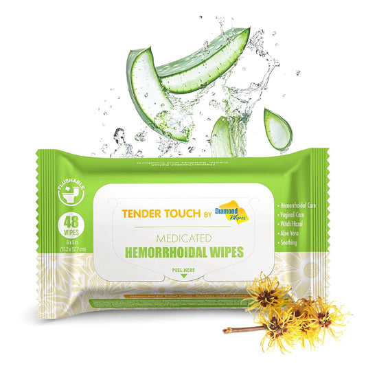 Tender Touch with Witch Hazel and Aloe, Flushable Medicated Wipes