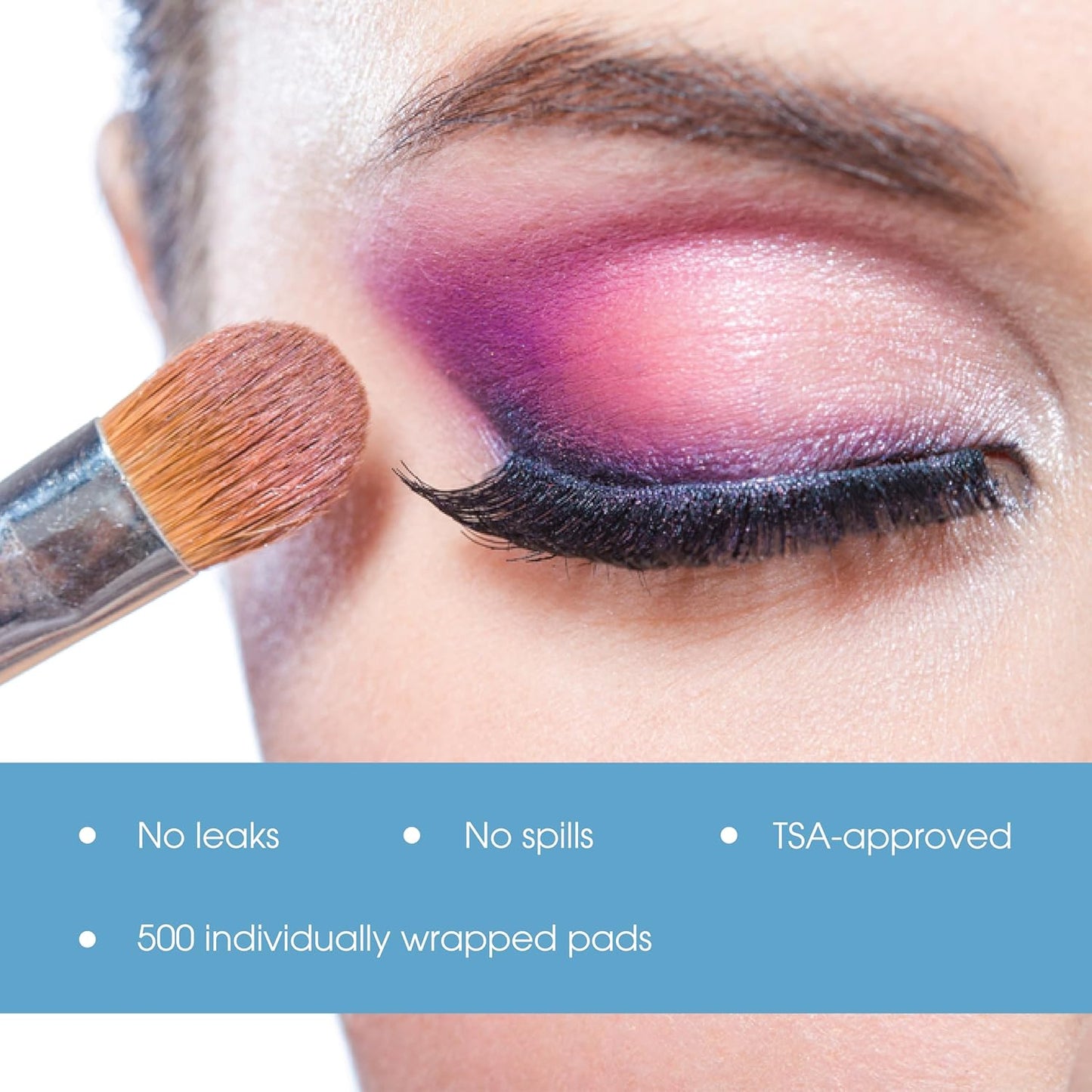 Cleansing and makeup remover towelette packaging with a woman's face on a white background