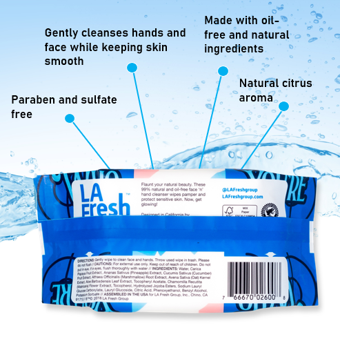 Natural Oil-Free Face 'N' Hand Refresher Wipe Pouch