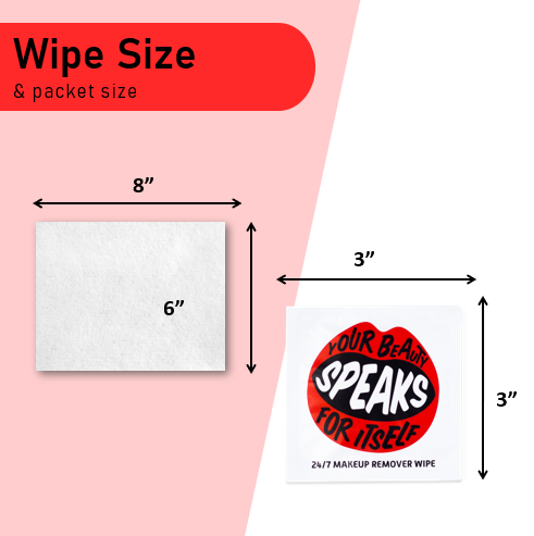 A makeup remover wipe that takes off waterproof makeup and says "you're beauty speaks for itself"